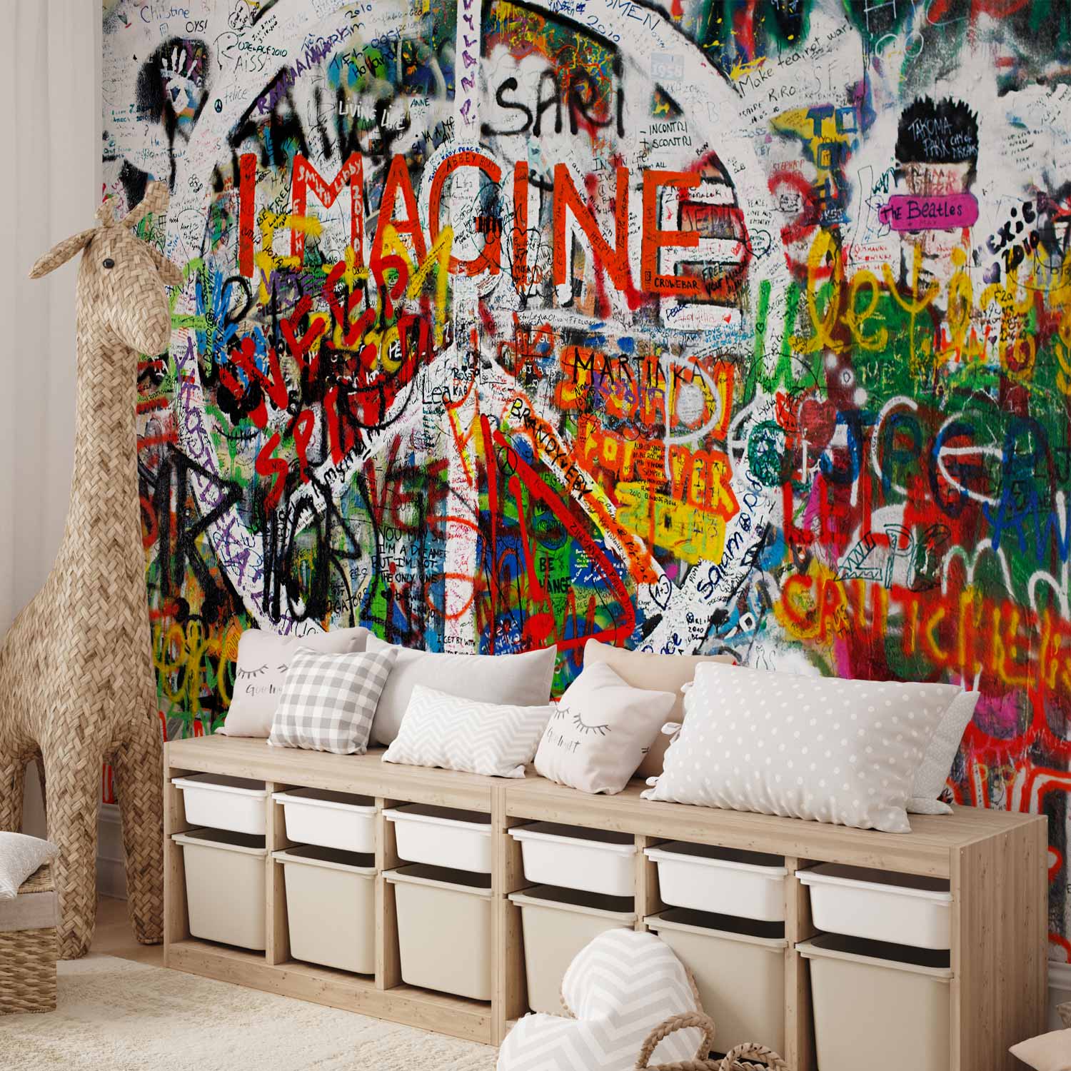Hippie Graffiti Urban Wall Mural
