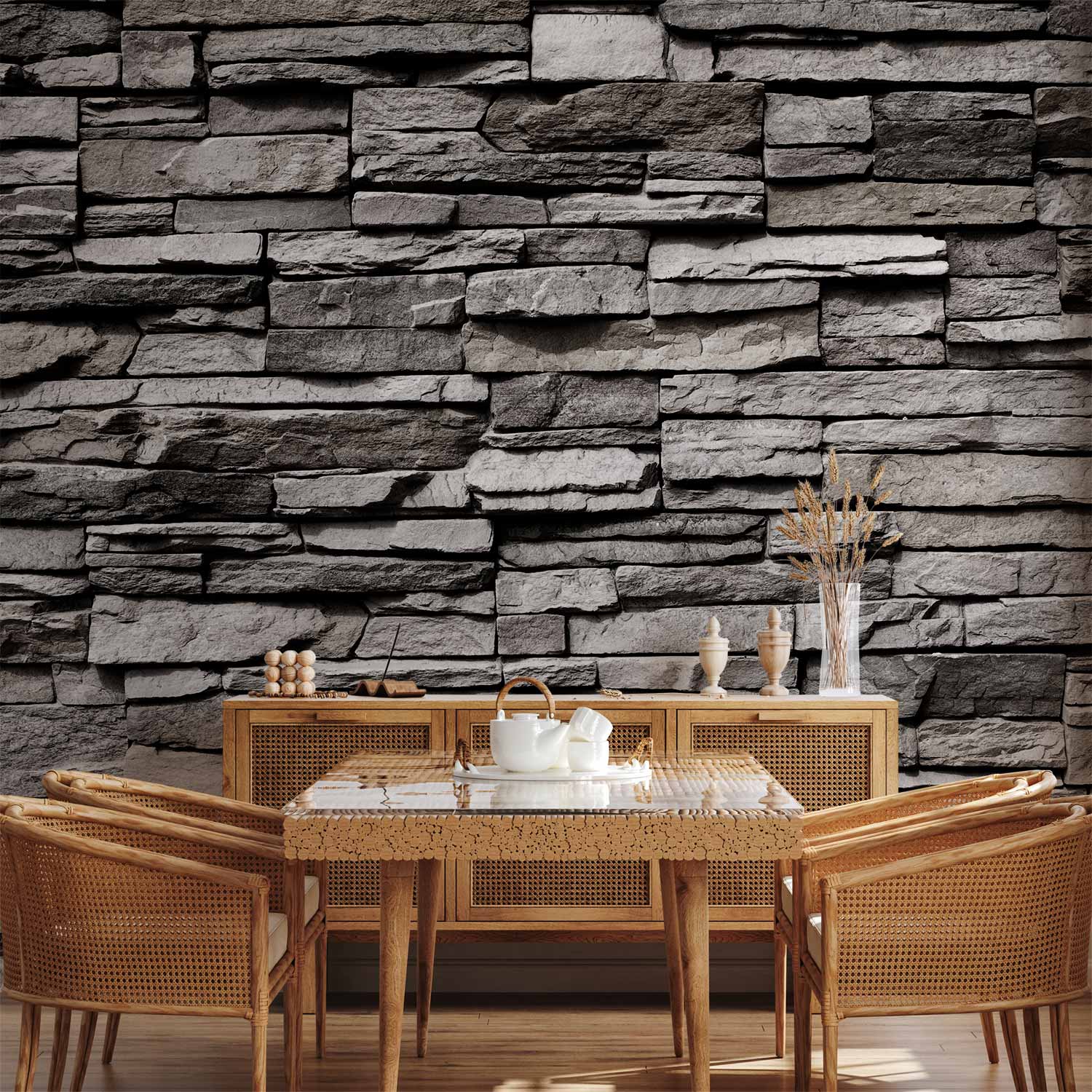 Granite Stone Texture Grey Wall Mural