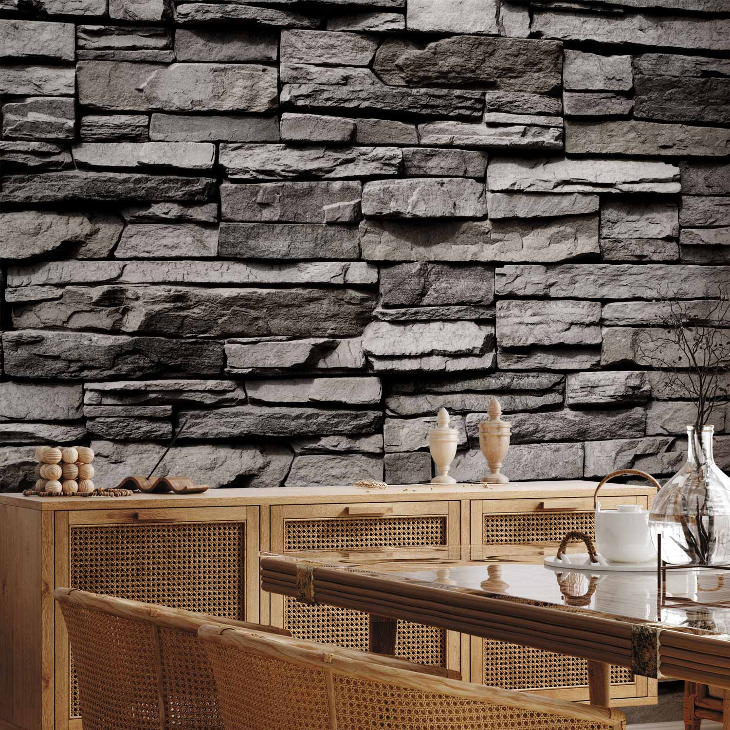 Granite Stone Texture Grey Wall Mural