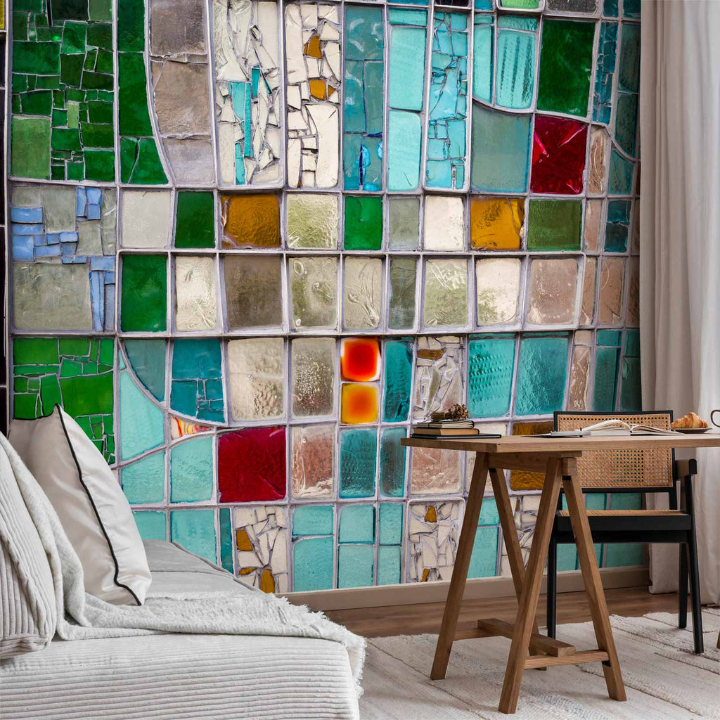Sapphire Stained Glass Mosaic Wall Mural