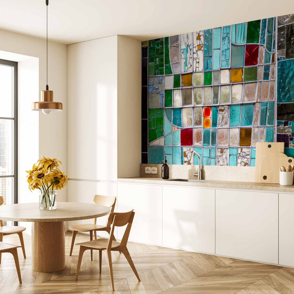 Sapphire Stained Glass Mosaic Wall Mural