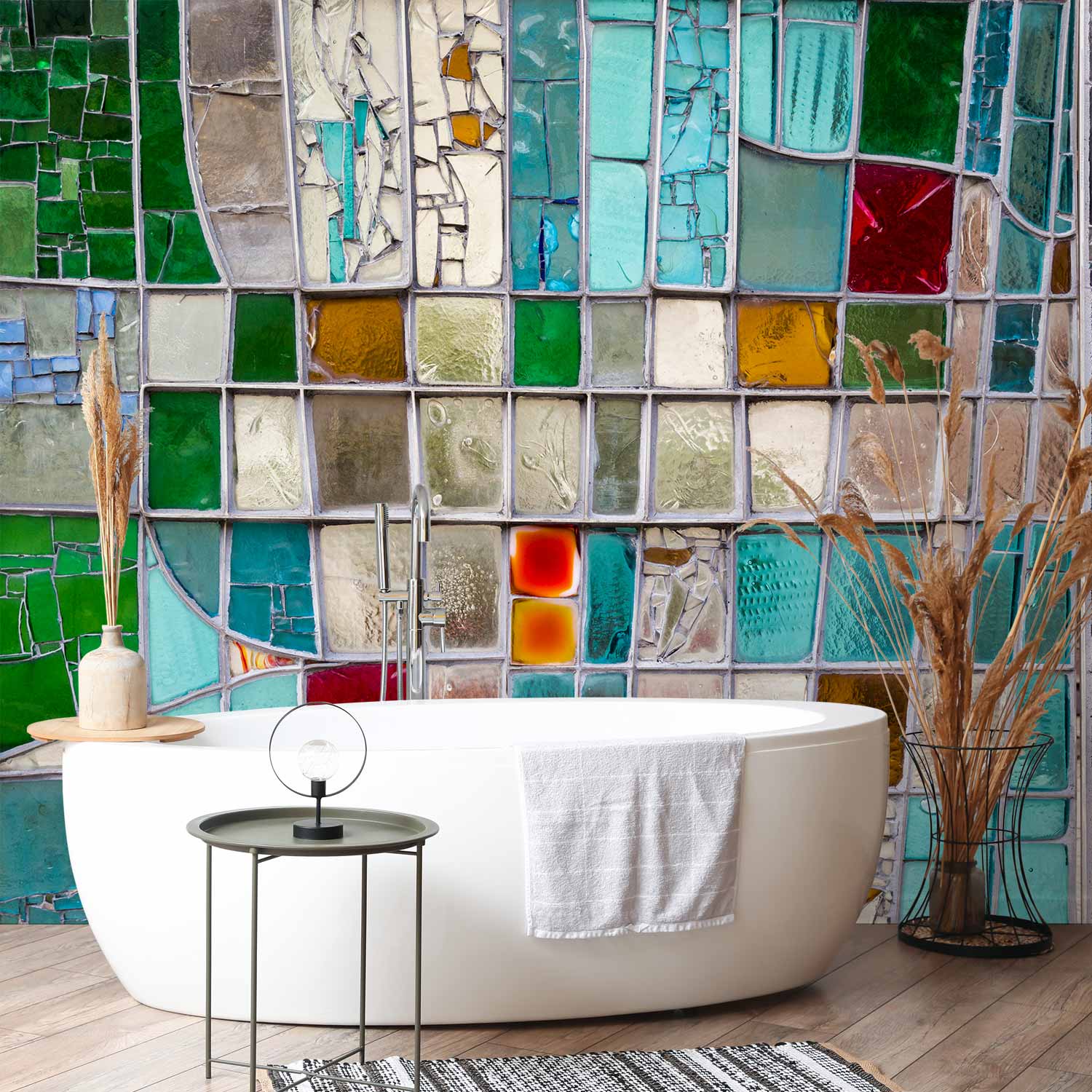 Sapphire Stained Glass Mosaic Wall Mural