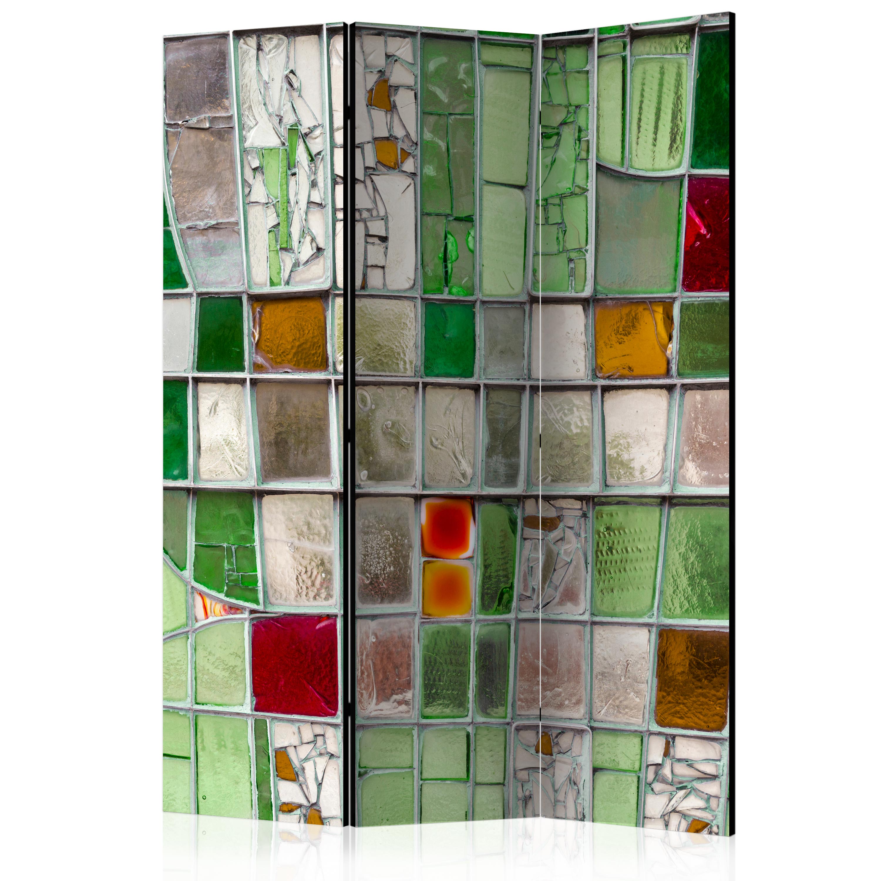 Emerald Stained Glass Mosaic 3-Panel Room Divider