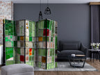 Emerald Stained Glass Mosaic 5-Panel Room Divider