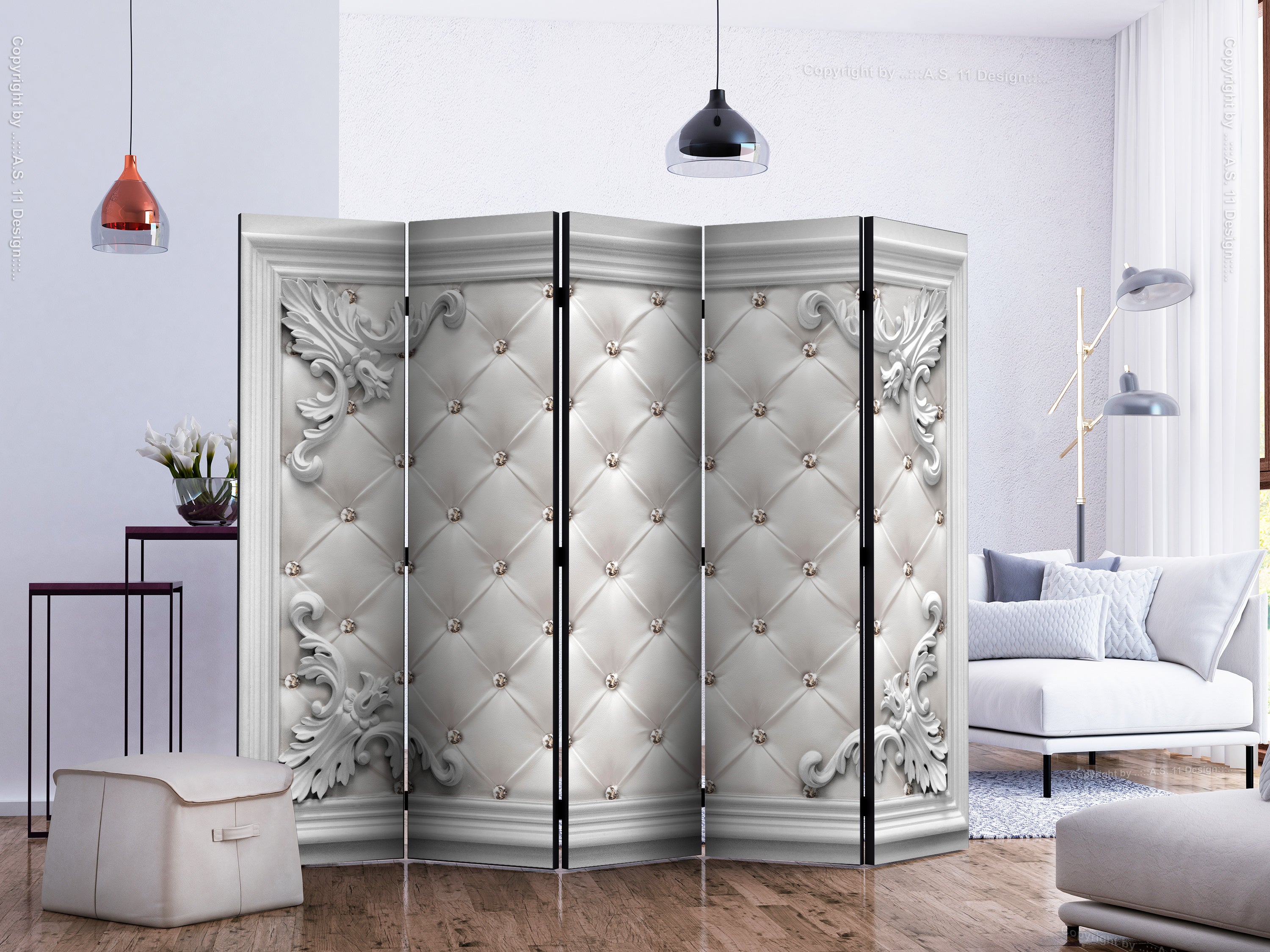 Quilted Leather Pattern 5-Panel Room Divider