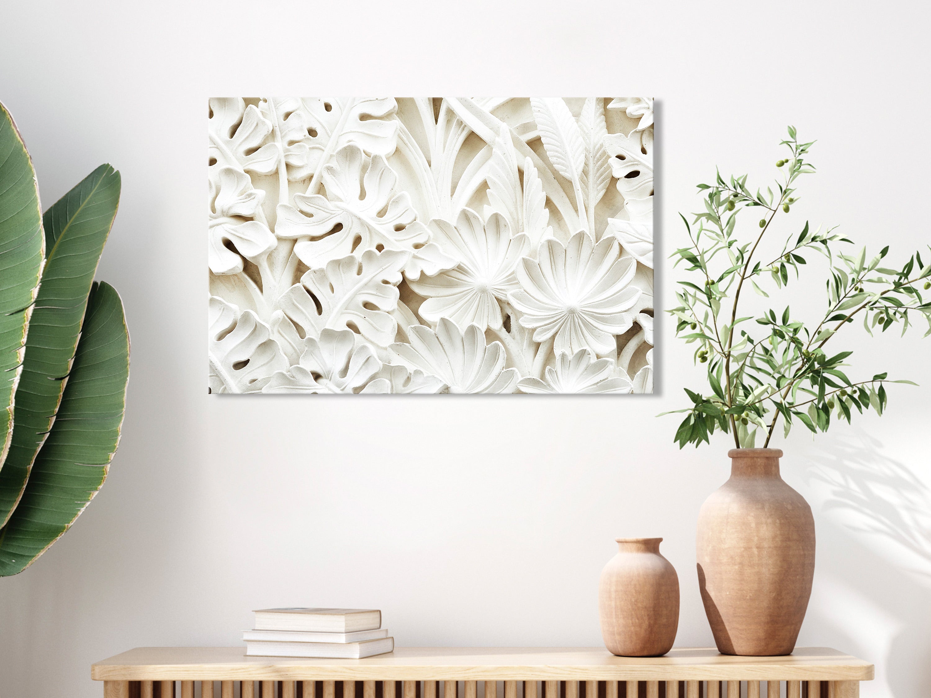 Canvas Print Ceramic Leaves Wide 1 Part