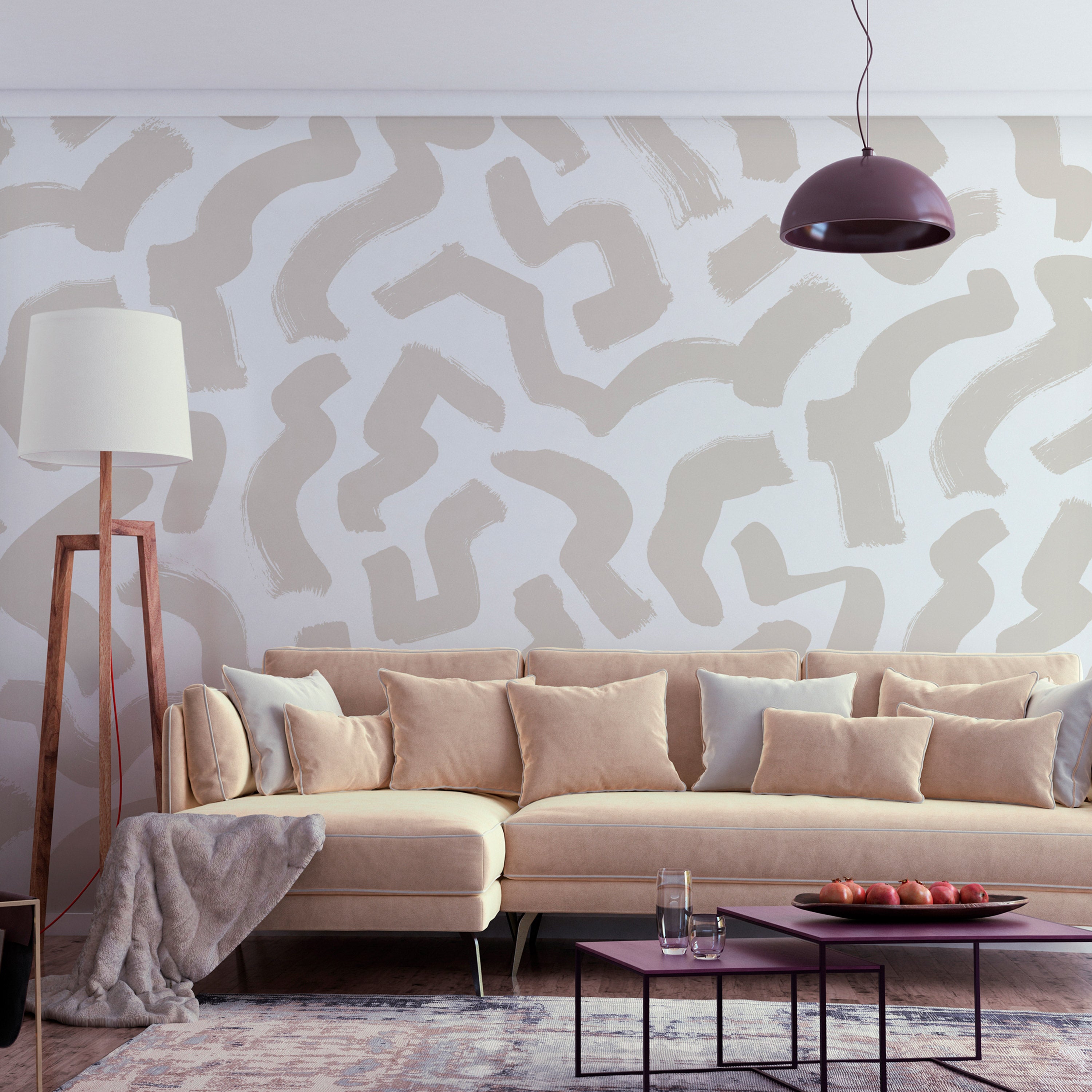 Wall Mural - Abstract Beige Pattern on White Background