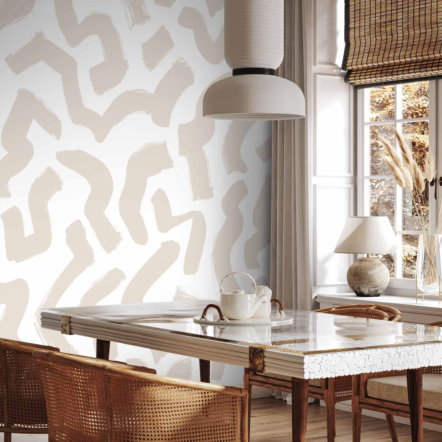 Beige Abstract Pattern Wall Mural