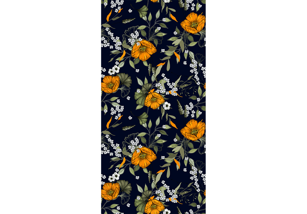 Floral Wallpaper Orange Bloom