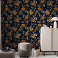 Orange Bloom Floral Wallpaper