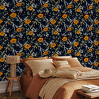 Orange Bloom Floral Wallpaper