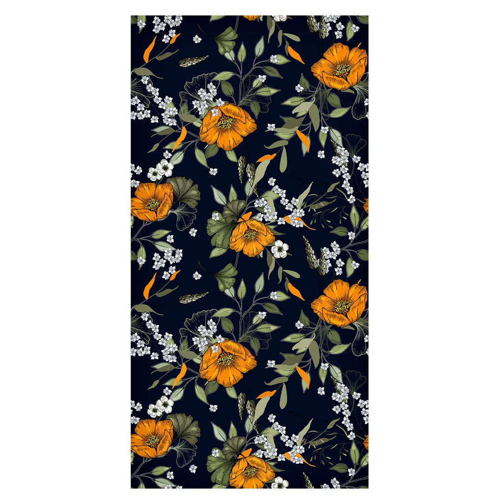 Orange Bloom Floral Wallpaper