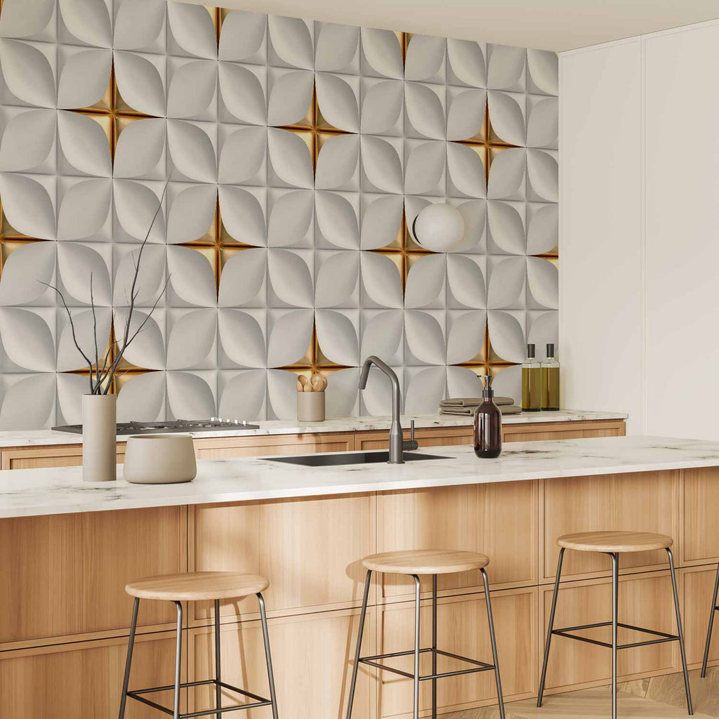 Golden Mosaic Texture Wall Mural