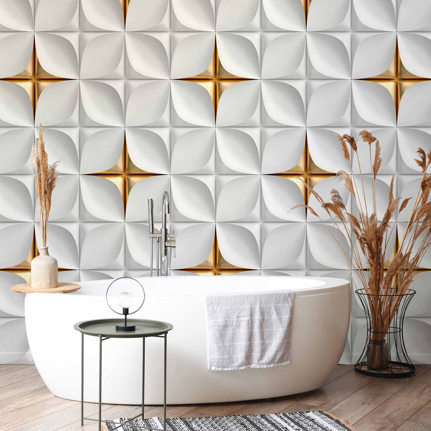 Golden Mosaic Texture Wall Mural
