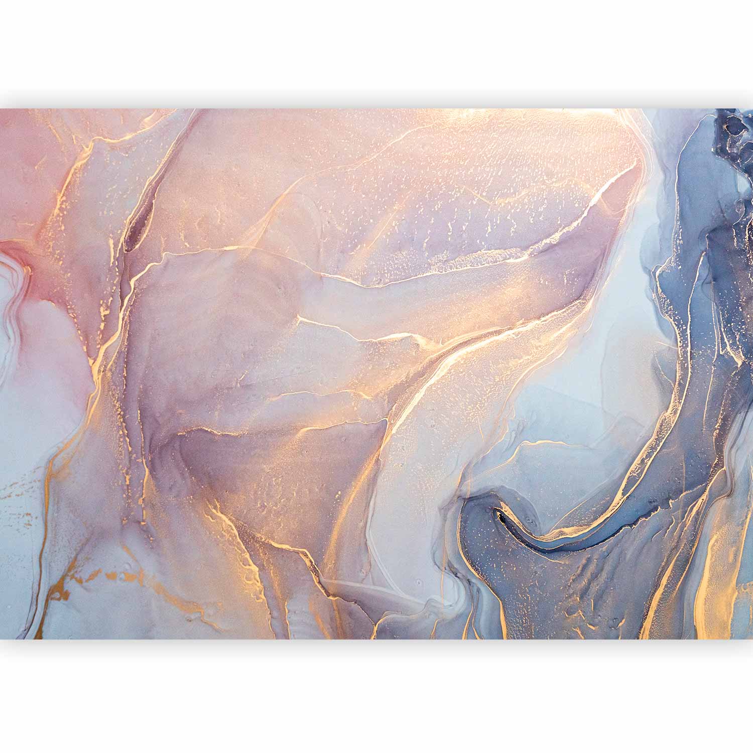Wall Mural Pink Blue Marble Abstract Watercolour with Gold Accent