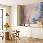 Pink Blue Marble Watercolor Wall Mural with Gold Accents