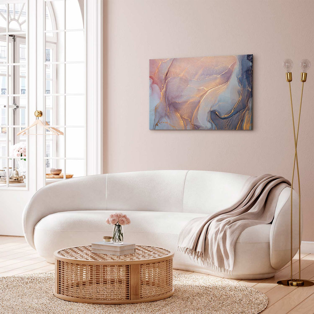 Pink Blue Marble Abstract Watercolour Canvas Print