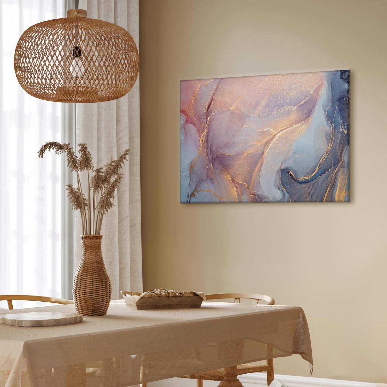 Pink Blue Marble Abstract Watercolour Canvas Print