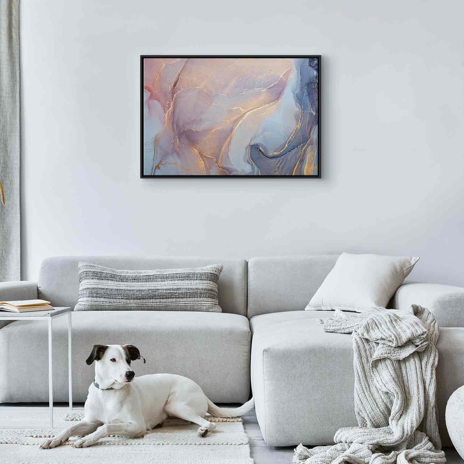 Pink Blue Marble Abstract Watercolour Canvas Print