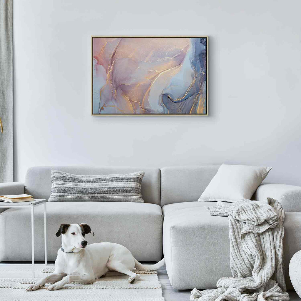 Pink Blue Marble Abstract Watercolour Canvas Print