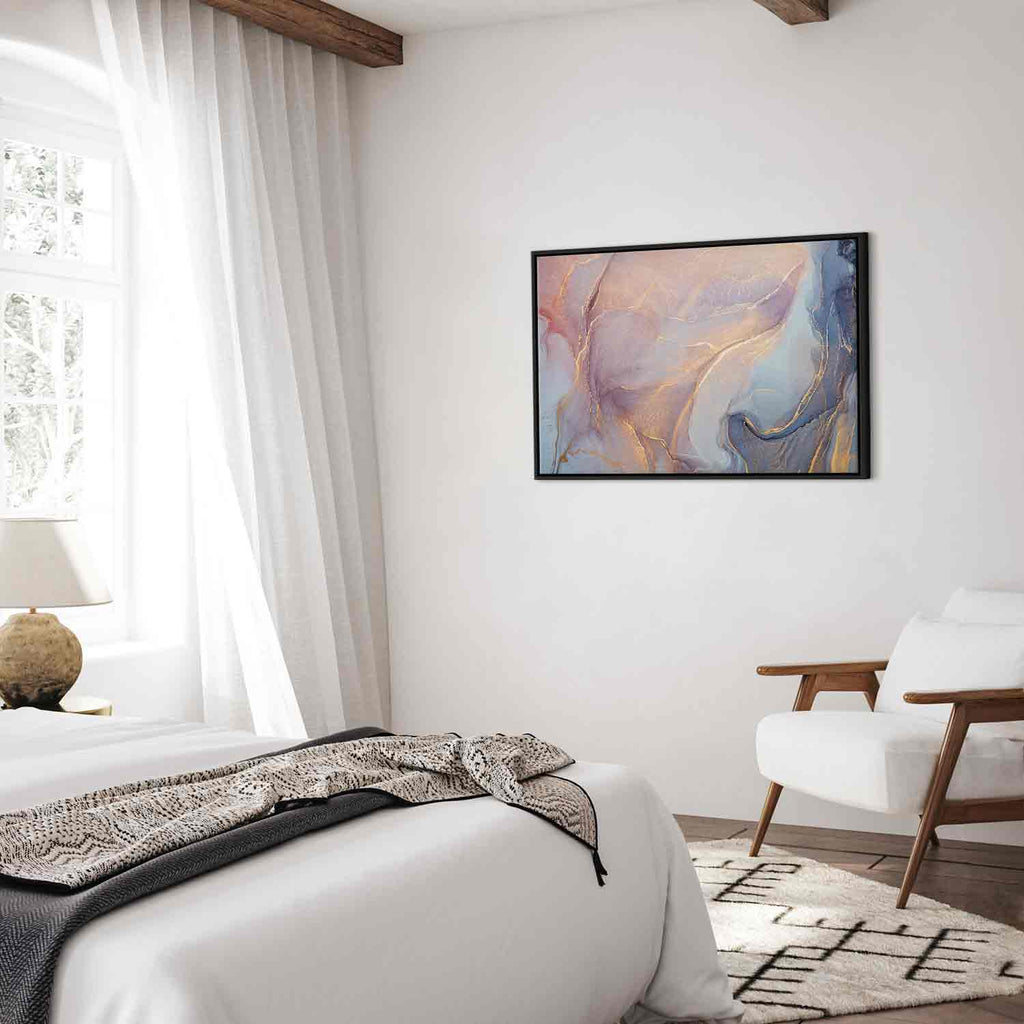 Pink Blue Marble Abstract Watercolour Canvas Print