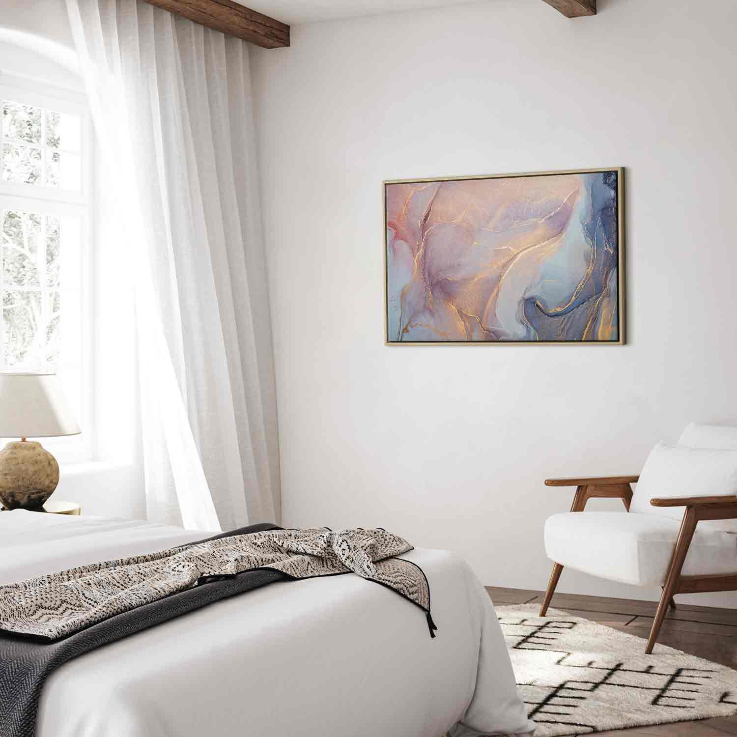 Pink Blue Marble Abstract Watercolour Canvas Print