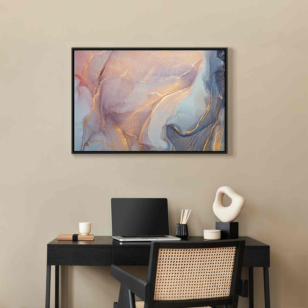 Pink Blue Marble Abstract Watercolour Canvas Print
