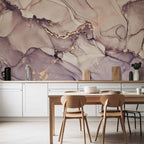 Wall mural Watercolour Abstraction Powder Pink Marble with Gold Accents
