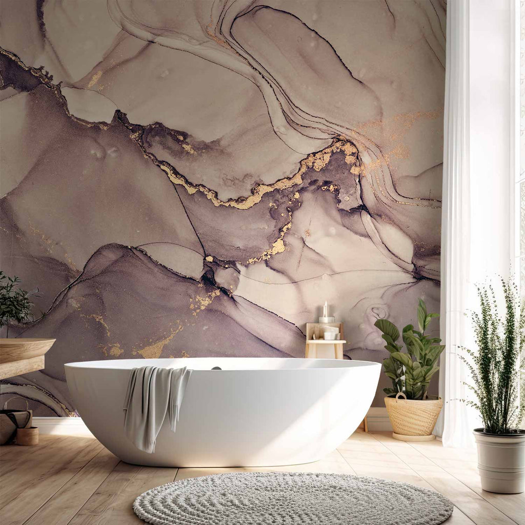 Pink Marble Gold Accents Abstract Wall Mural