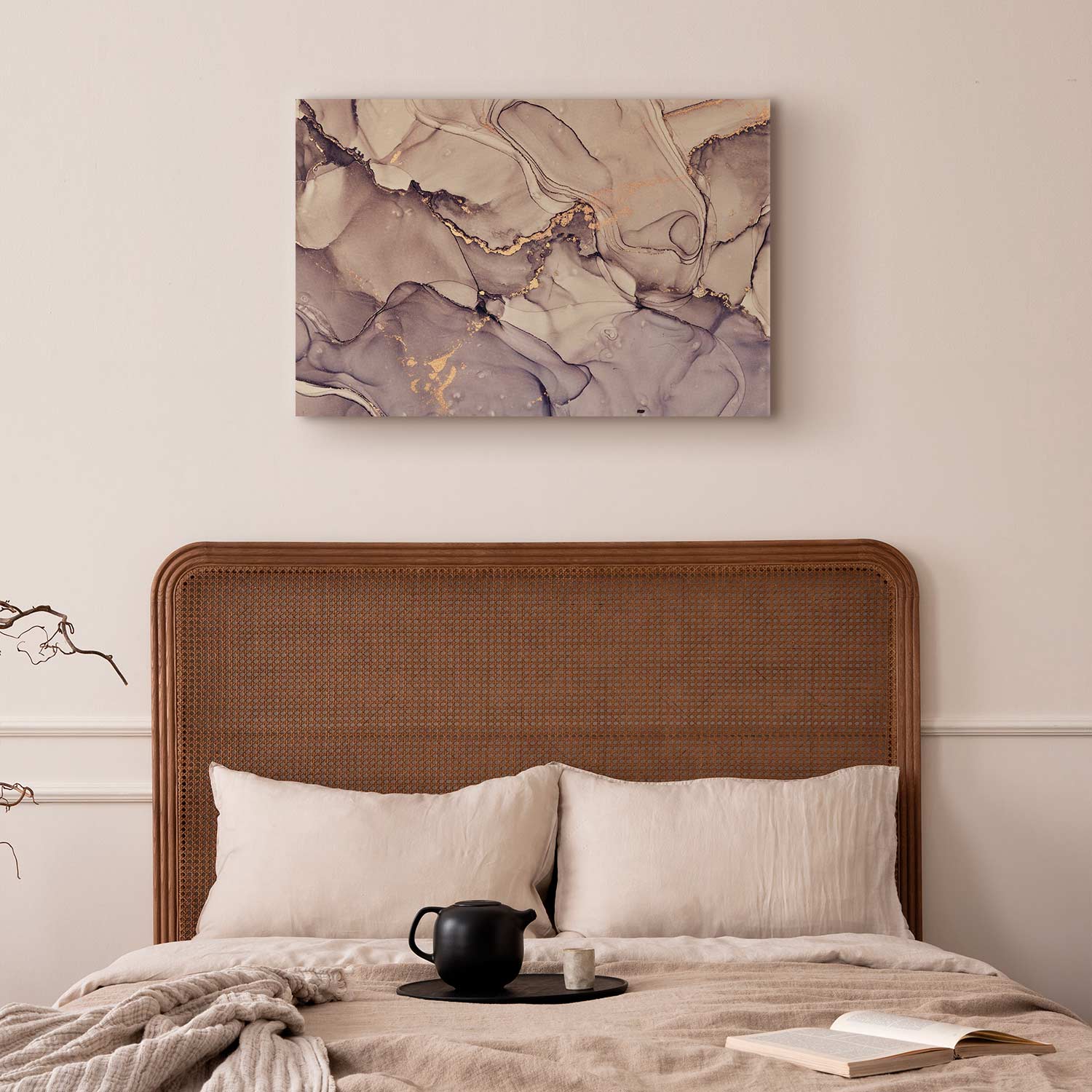 Pink Gold Marble Watercolor Abstract Canvas Print