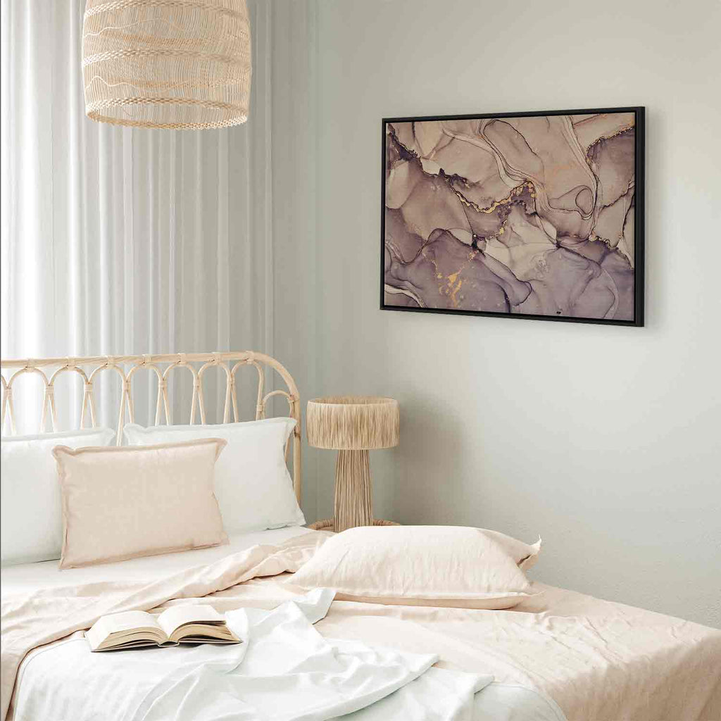 Pink Gold Marble Watercolor Abstract Canvas Print