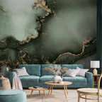 Wall Mural Green Watercolour Abstraction Marble Pattern