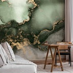 Green Watercolour Marble Abstract Wall Mural
