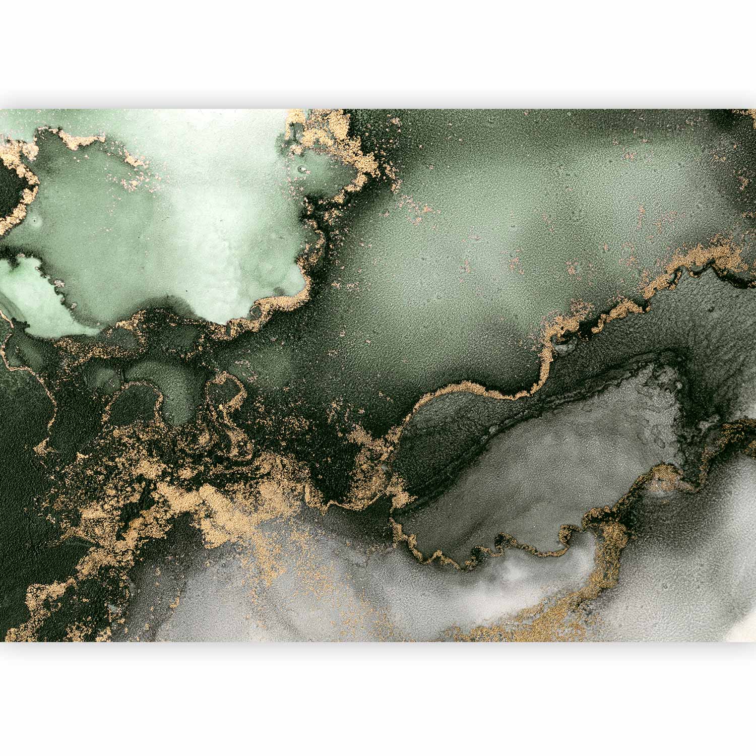 Wall Mural Green Watercolour Abstraction Marble Pattern