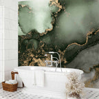 Green Watercolour Marble Abstract Wall Mural