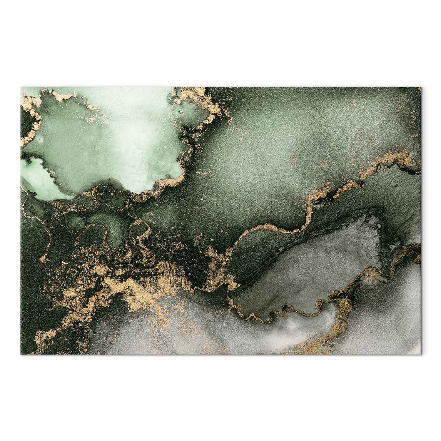 Green Watercolor Marble Abstract Canvas Print