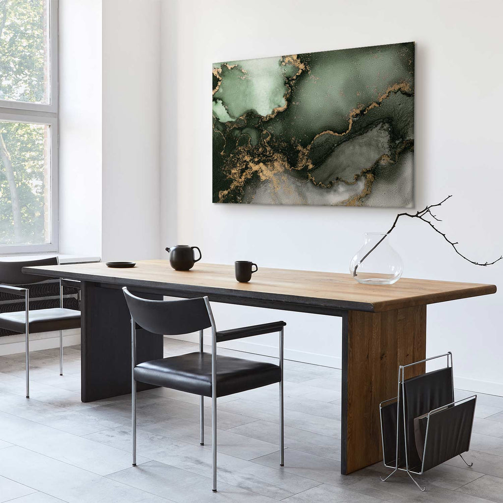 Green Watercolor Marble Abstract Canvas Print