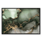 Green Watercolor Marble Abstract Canvas Print