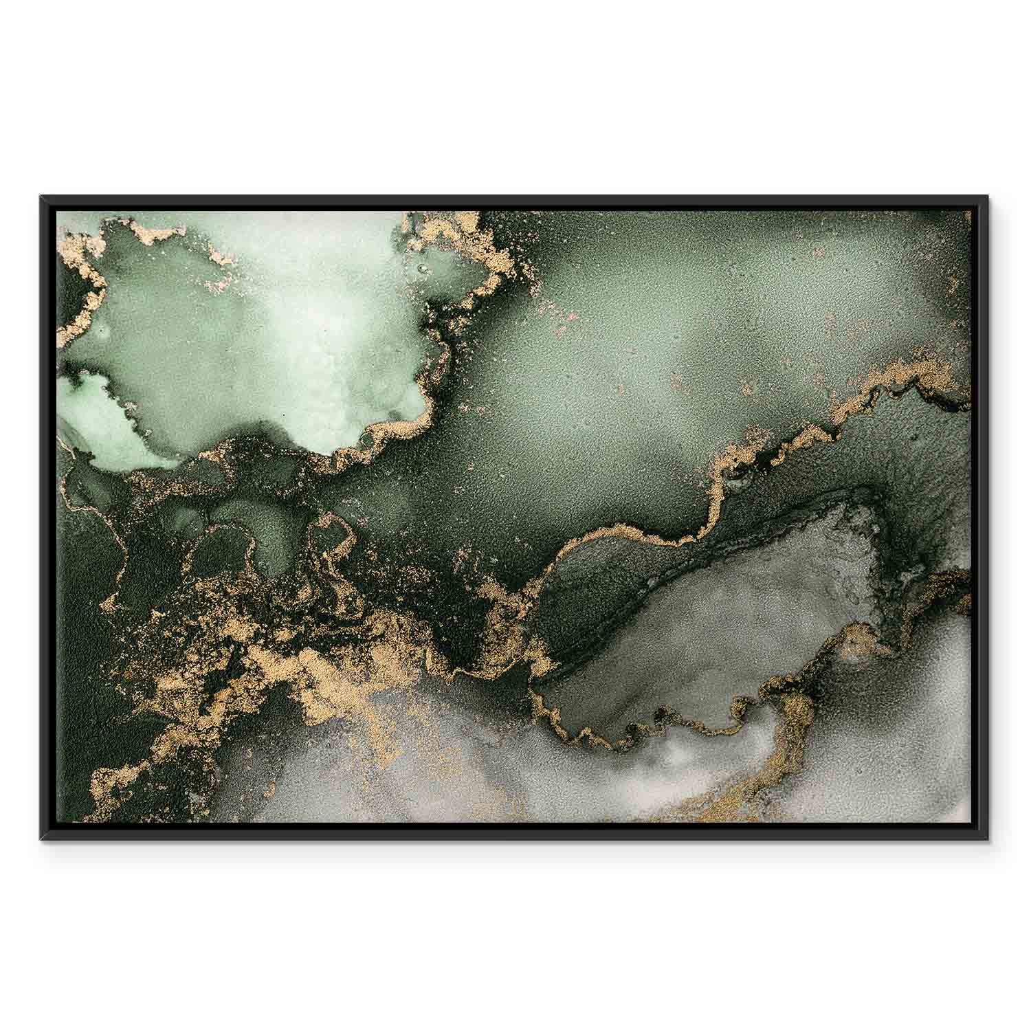 Green Watercolor Marble Abstract Canvas Print