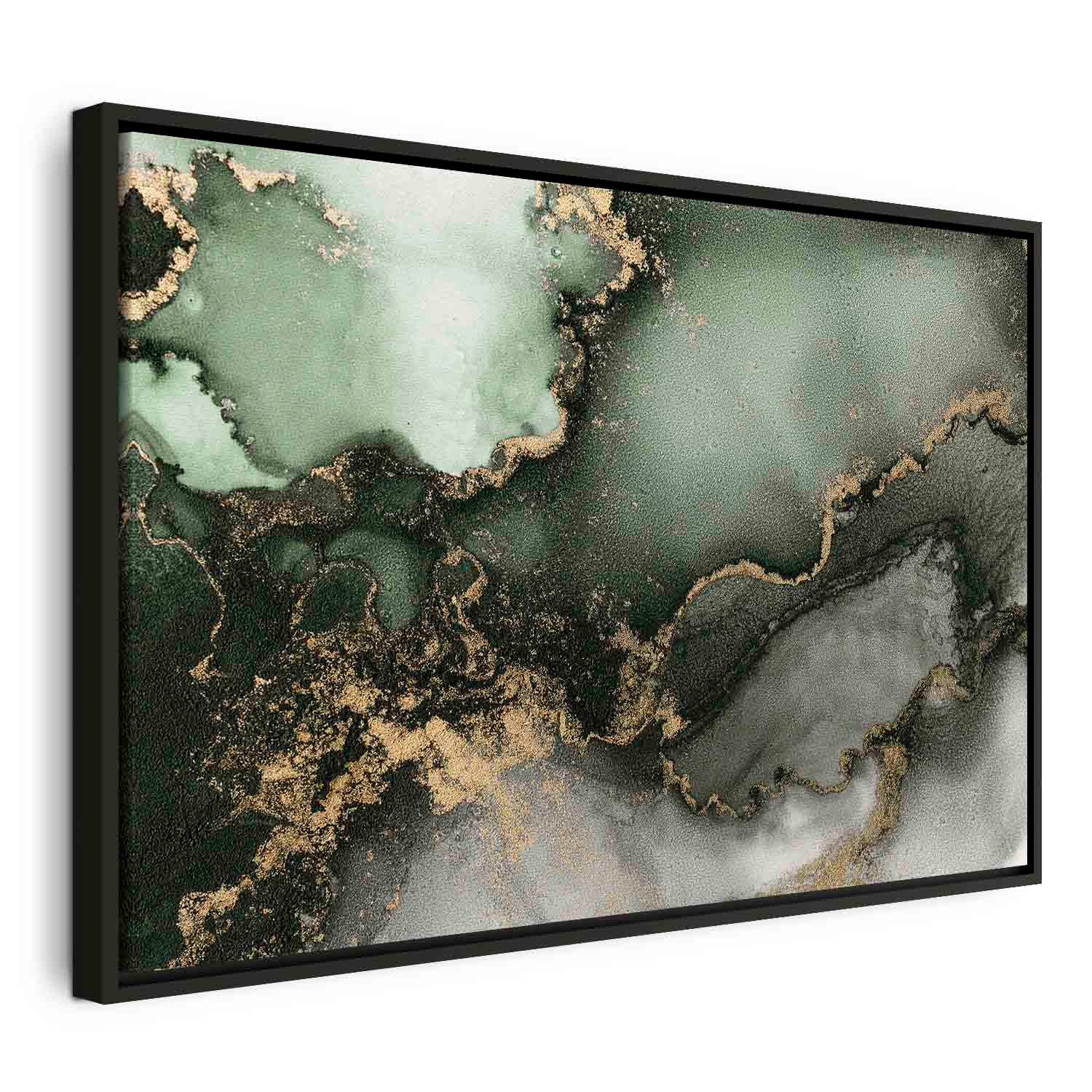 Green Watercolor Marble Abstract Canvas Print