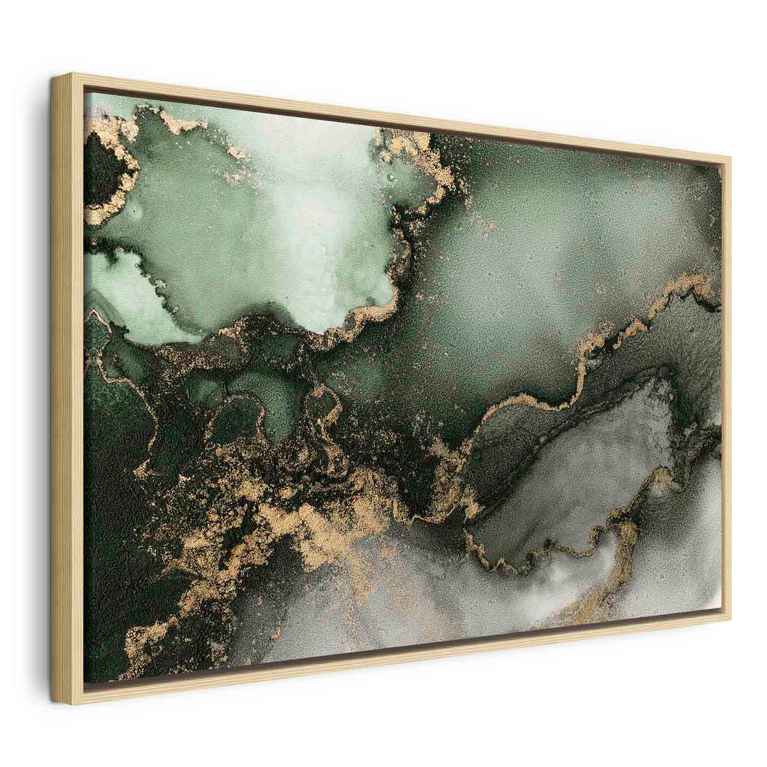 Green Watercolor Marble Abstract Canvas Print