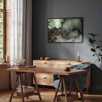 Green Watercolor Marble Abstract Canvas Print