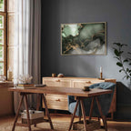 Green Watercolor Marble Abstract Canvas Print