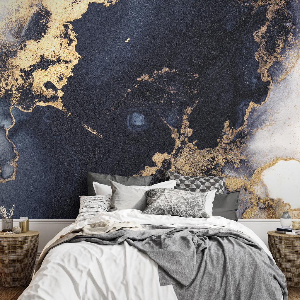 Wall Mural Marble and Garnet - Abstract Textured Pattern Inspired by a Starry Sky
