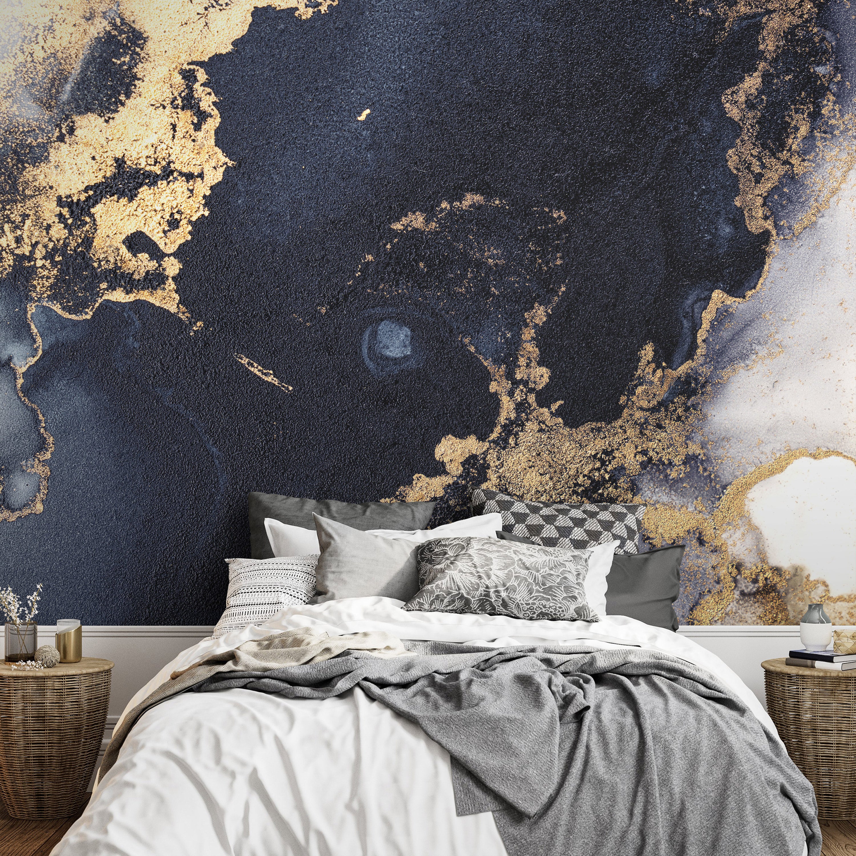 Wall Mural Marble and Garnet - Abstract Textured Pattern Inspired by a Starry Sky