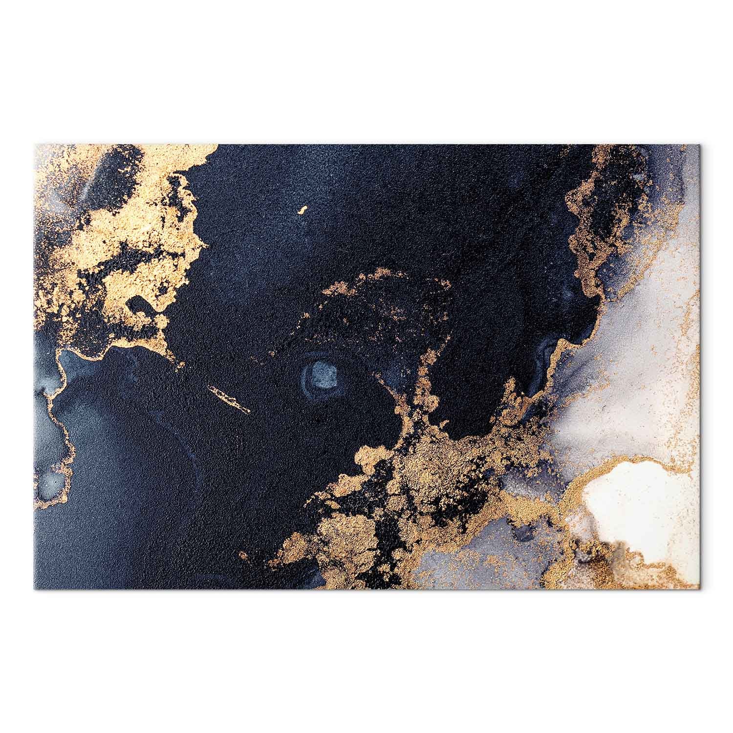 Navy Blue Marble Abstract Textured Canvas Print