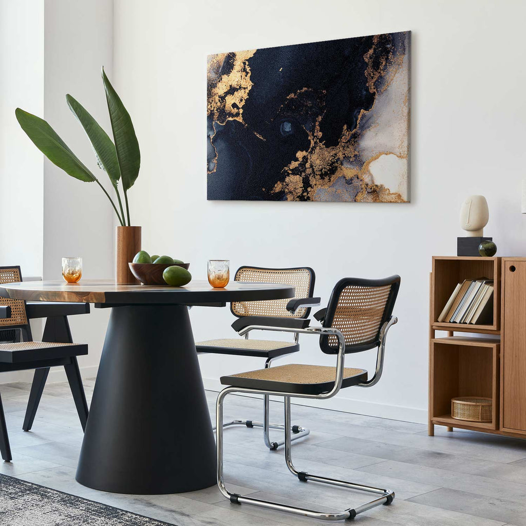 Navy Blue Marble Abstract Textured Canvas Print