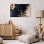 Navy Blue Marble Abstract Textured Canvas Print