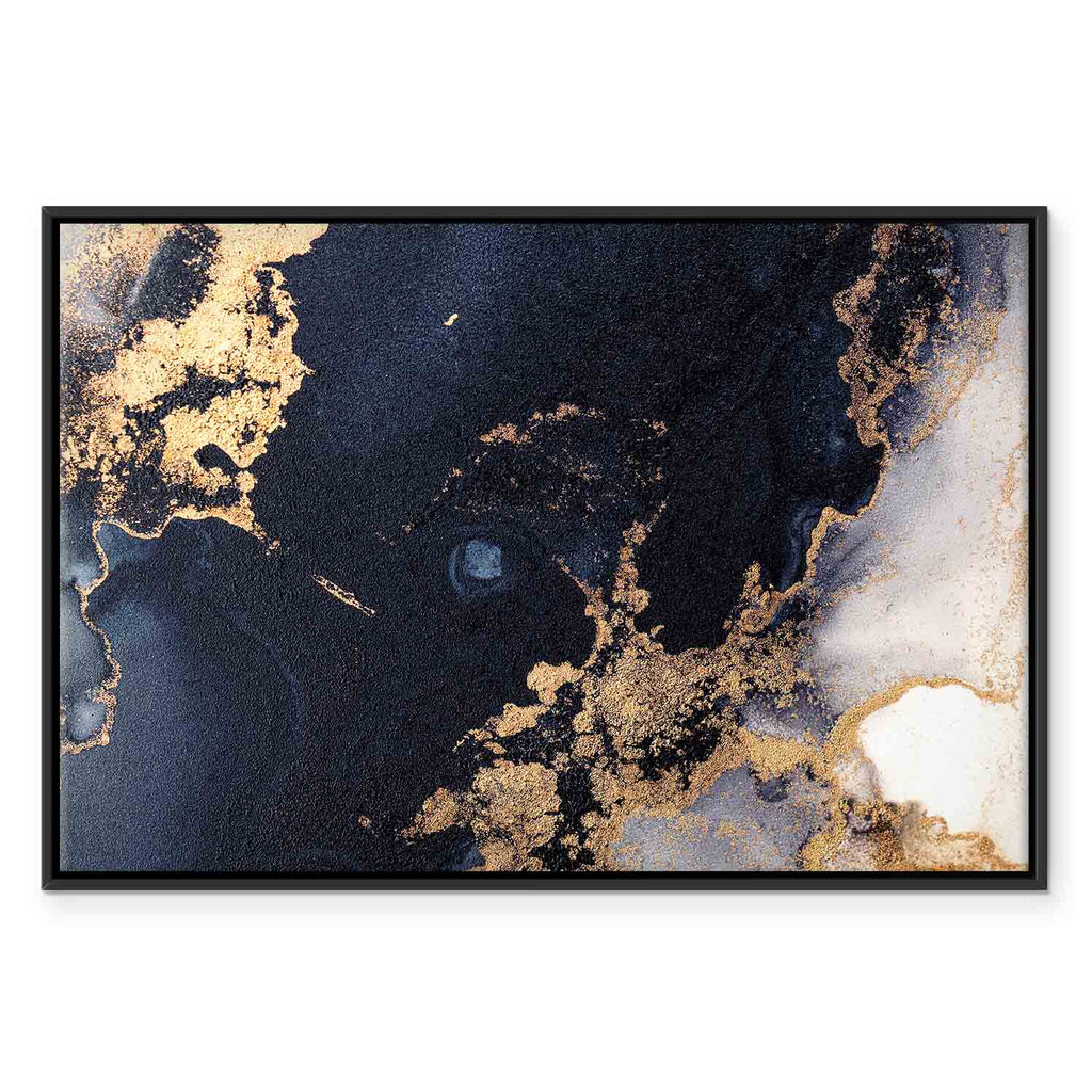 Navy Blue Marble Abstract Textured Canvas Print