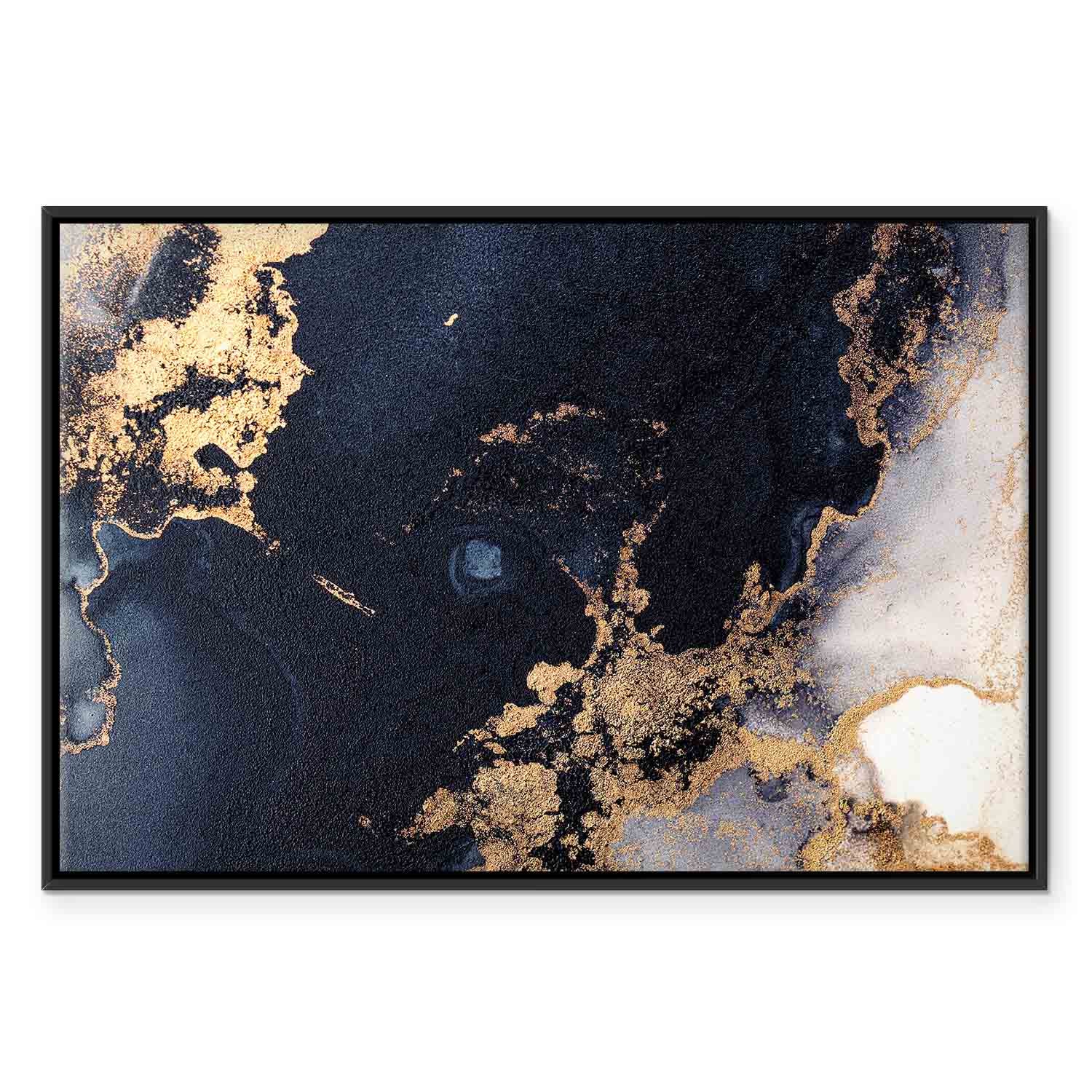 Navy Blue Marble Abstract Textured Canvas Print